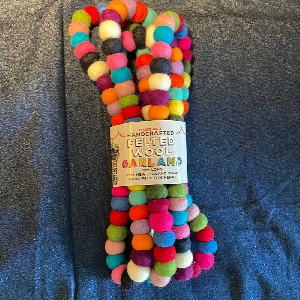 JUMBO Trader Joe’s 9’ Classic Wool Felt Multicolor Garland